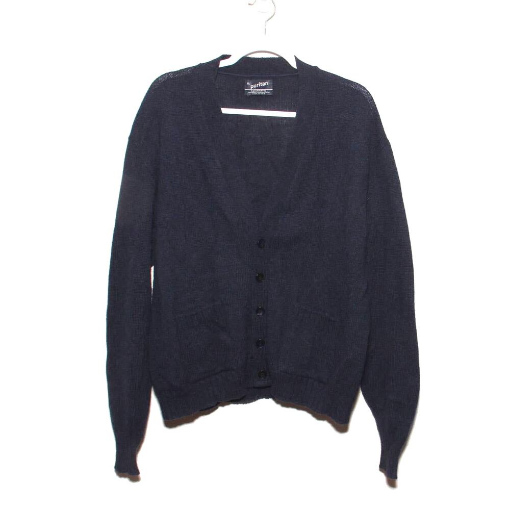 Vintage Puritan Aquamatic Wool Blend Cardigan Sweater Size XL V-neck 60s 70s